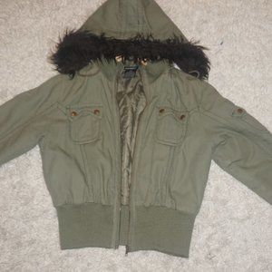 Navy Green Atmosphere Bomber Jacket